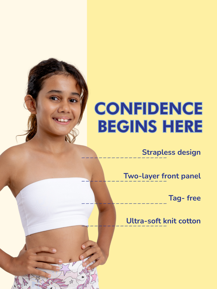 GIRLS TUBE BRA, BEIGE