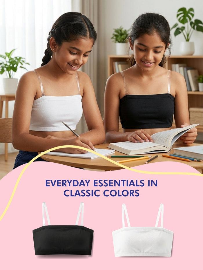 Girls Tube Bra with Removable Strap, Padded - Black