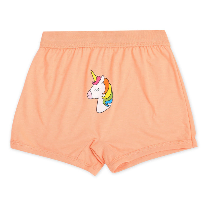 Girls' Unicorn Print Boxer Shorts – Pack of 6 | Cotton Comfort Innerwear by Redrose | BABY-125