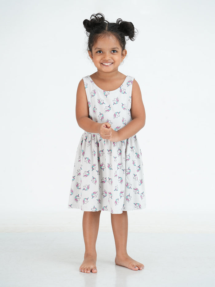 Girls Unicorn Printed Cotton dress(2-4 years)