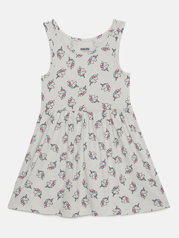 Girls Unicorn Printed Cotton dress(2-4 years)