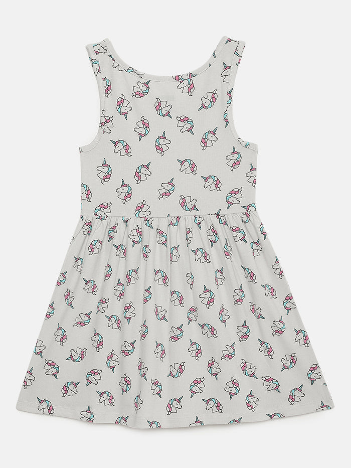 Girls Unicorn Printed Cotton dress(2-4 years)