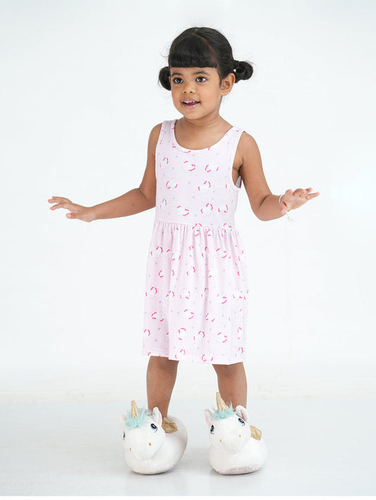 Girls Unicorn Printed Cotton dress(2-4 Yrs, 6-8 yrs, 8-10 Yrs)