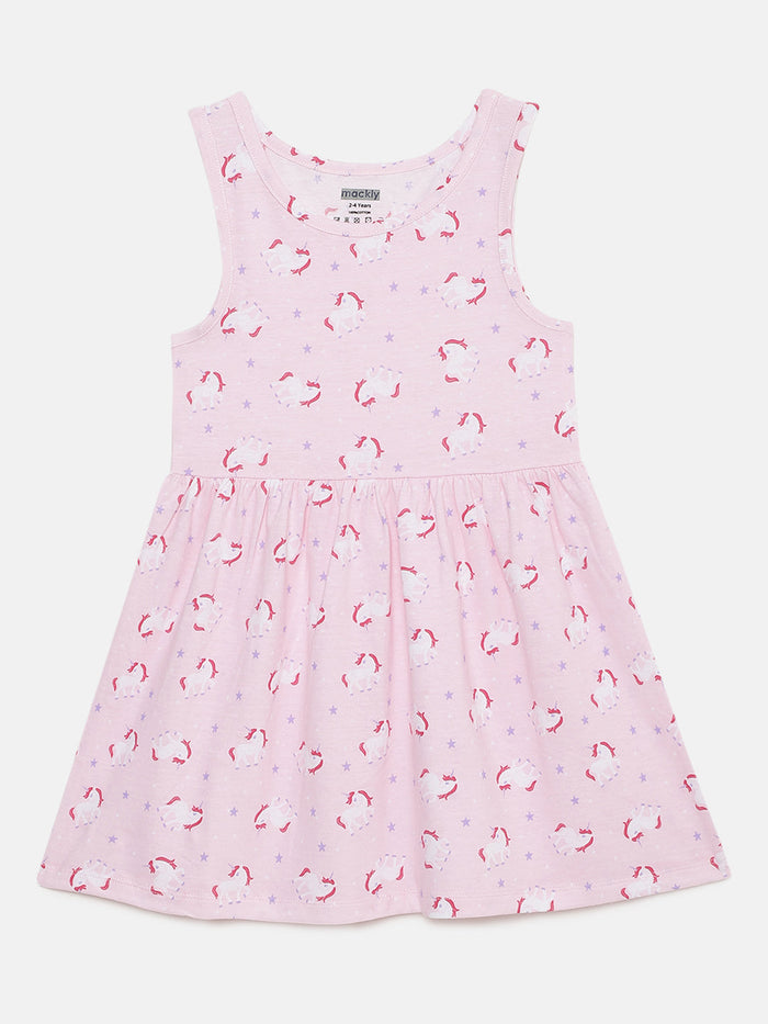 Girls Unicorn Printed Cotton dress(2-4 Yrs, 6-8 yrs, 8-10 Yrs)
