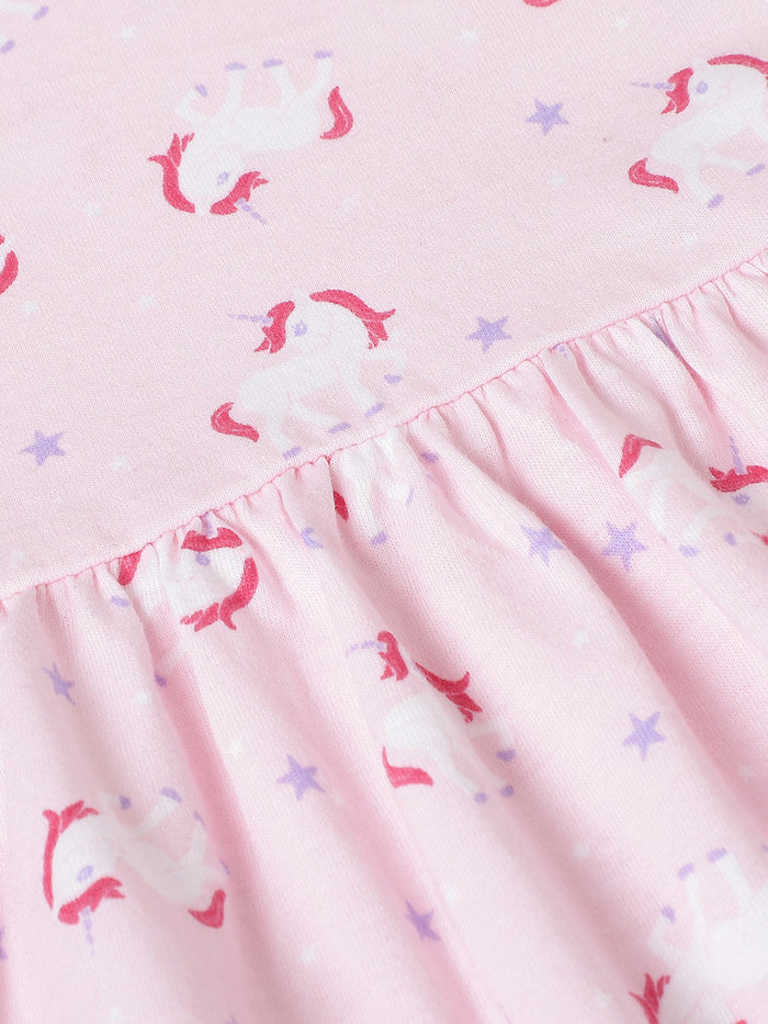 Girls Unicorn Printed Cotton dress(2-4 Yrs, 6-8 yrs, 8-10 Yrs)