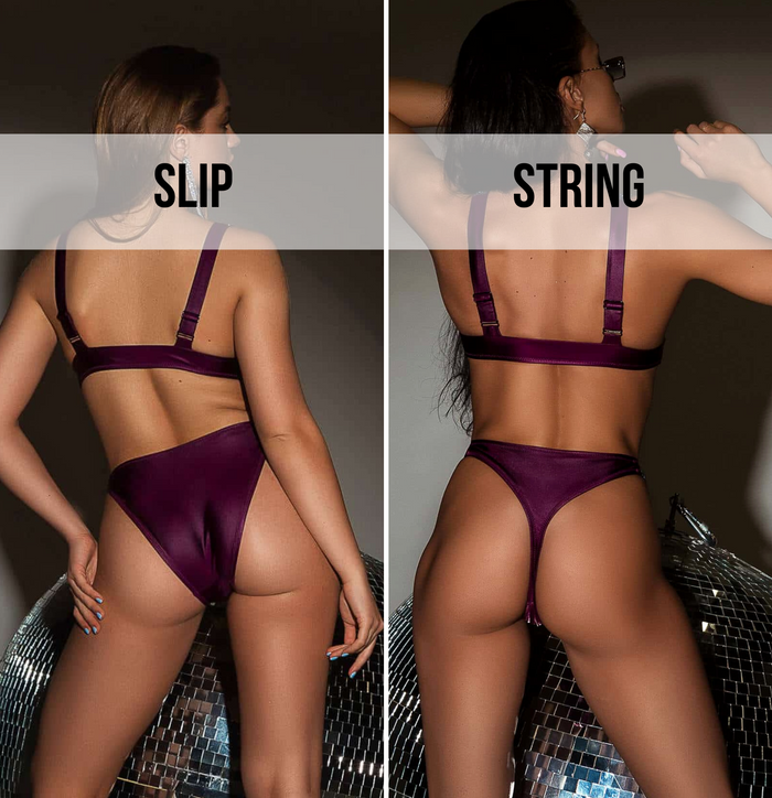 Glossy two-piece swimsuit disco style