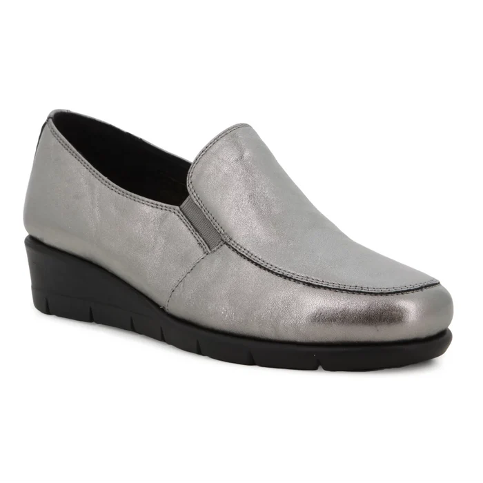 Grecia Slip on Casuals Antique Silver Leather