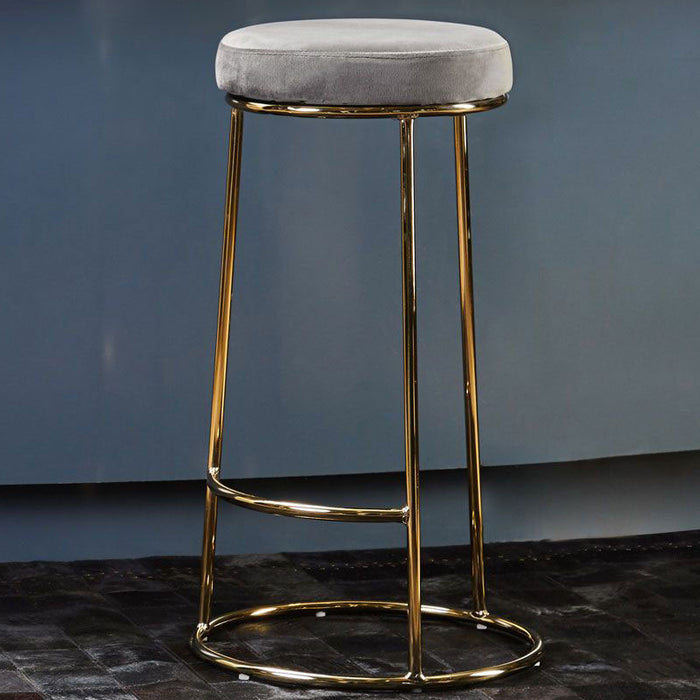 Grey Velvet and Gold Tall Bar Stool - Modern Home Interiors