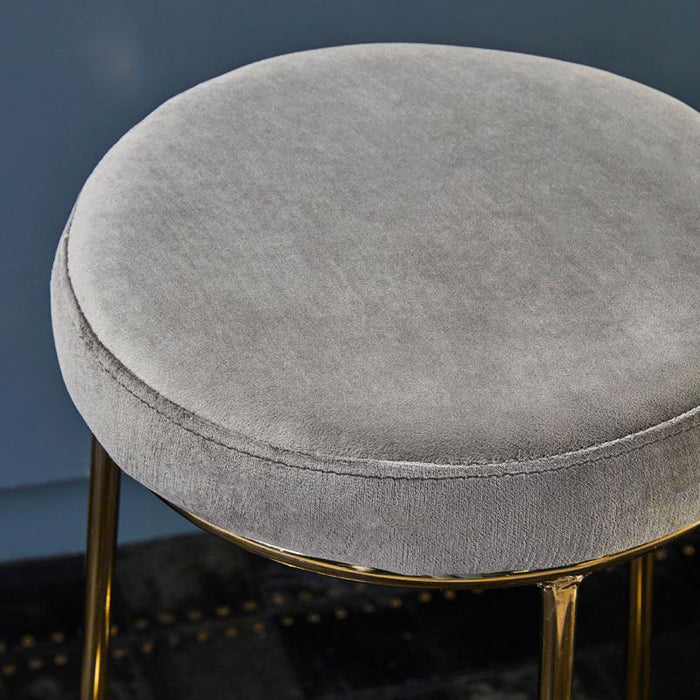 Grey Velvet and Gold Tall Bar Stool - Modern Home Interiors