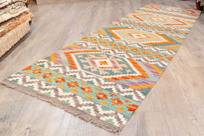 Handmade Afghan Kilim short runner - 310206