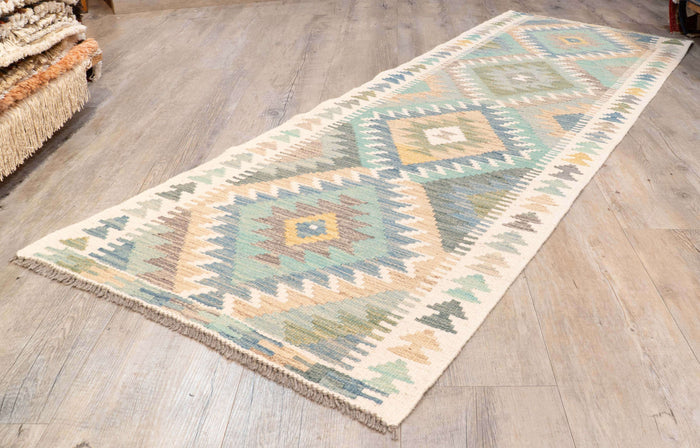 Handmade Afghan Kilim short runner - 310209