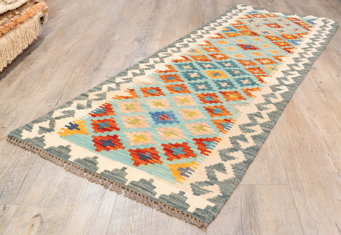 Handmade Afghan Kilim short runner - 310213