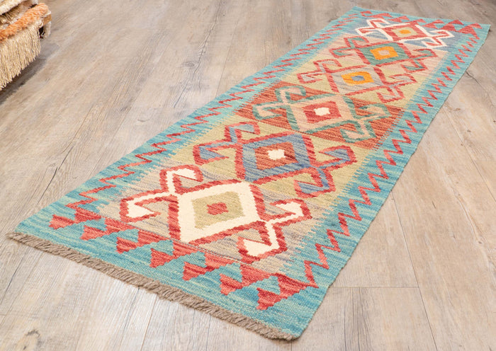 Handmade Afghan Kilim short runner - 310216