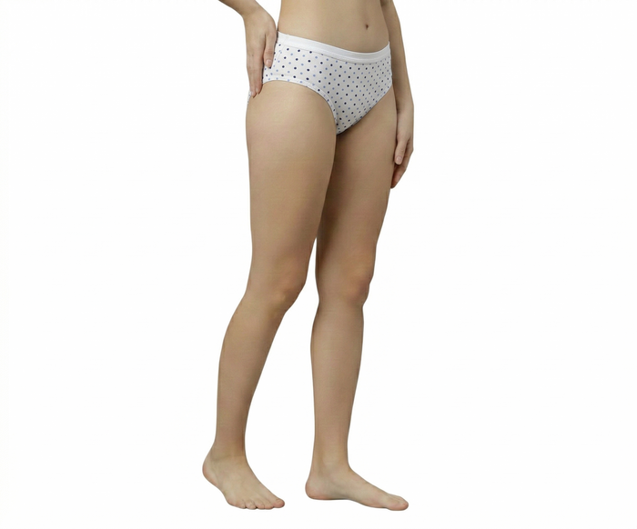 High Rise Plus Size Women’s Ribbed Waist Cotton Panties – Soft & Breathable Printed Briefs for Everyday Comfort (Pack of 3)