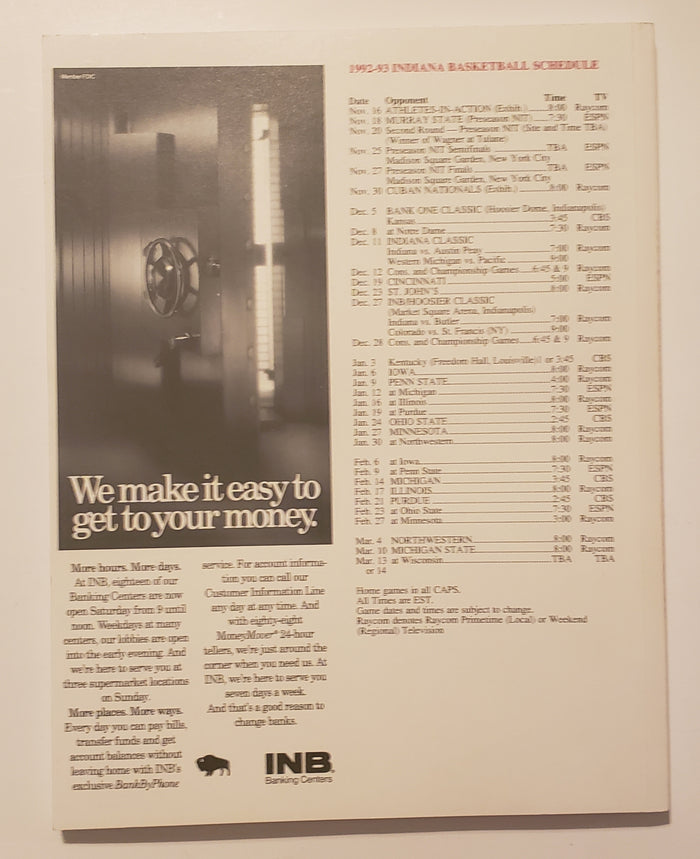 Indiana University 1992-93 Media Guide