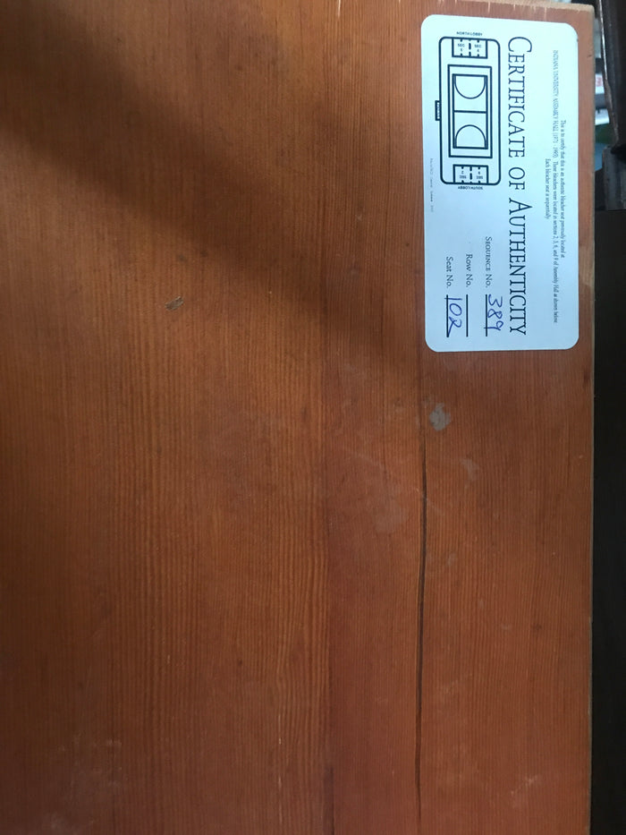 Indiana University Basketball Bleacher Seat 17th St. Fieldhouse & Assembly Hall