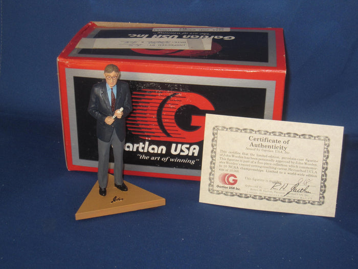 John Wooden Mini Gartlan Figurine, New in Box, with COA - Vintage Indy Sports
