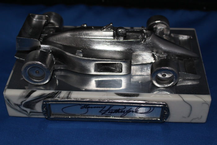 Johnny Rutherford Autographed Michael Ricker Pewter Statue 210/355 - Vintage Indy Sports