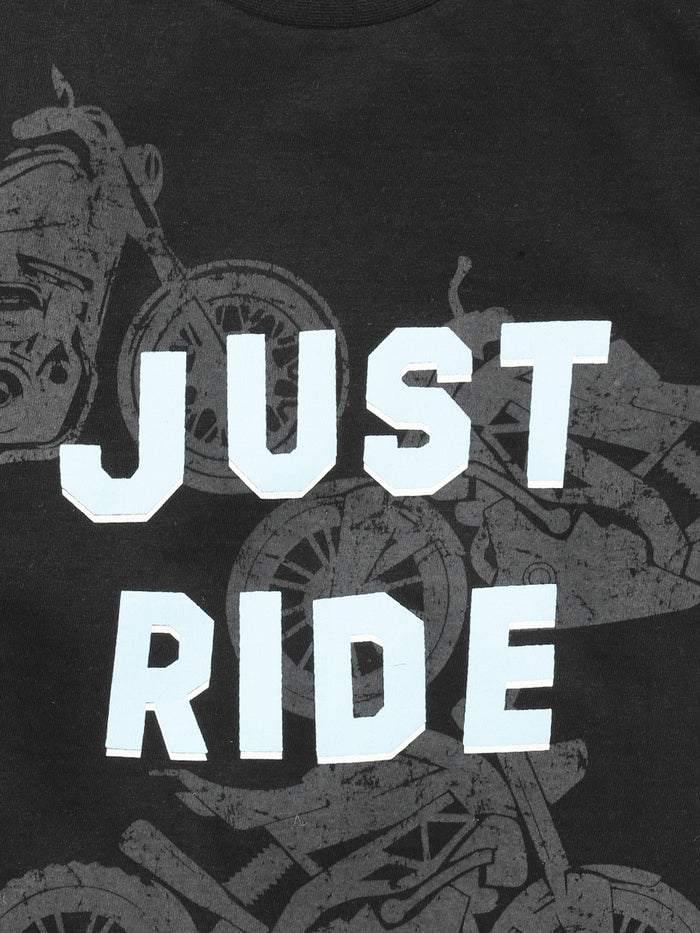 Just Ride Boys Printed Cotton T-Shirt