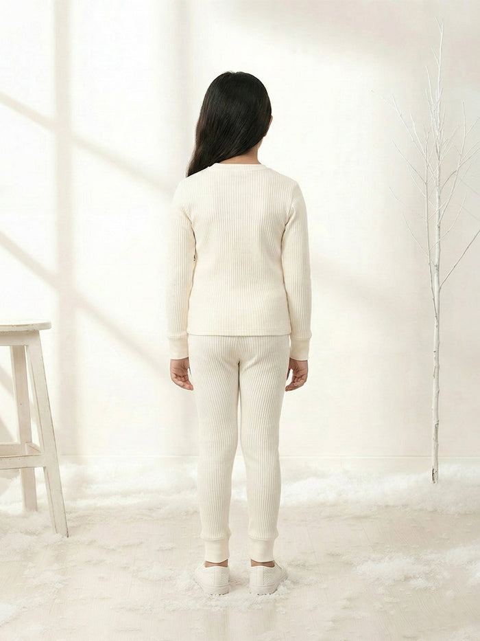 Kids Unisex HeatFlex Thermal Set - Off White (Pack of 1)