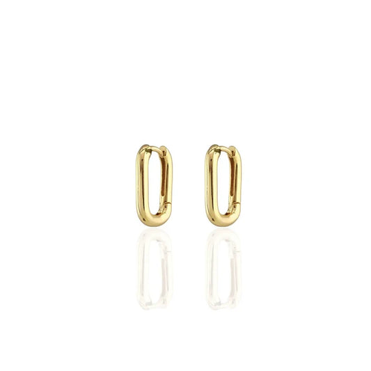 Kris Nations – Oval Hinged Huggie Hoop Earrings in 18K Gold Vermeil