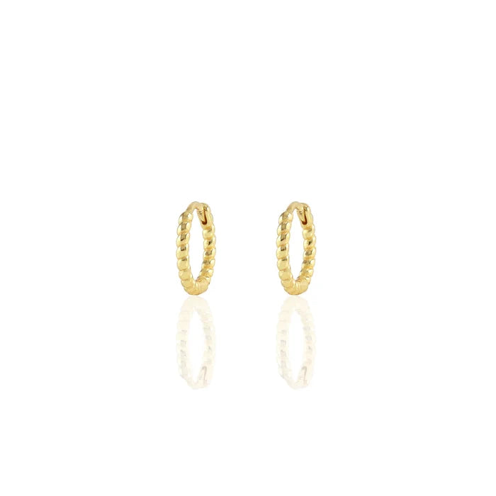 Kris Nations – Twisted Hinged Huggie Hoop Earring in 18k Gold Vermeil