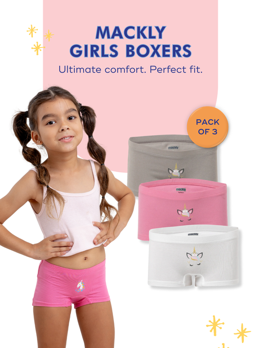 Mackly Girls Boxers - Pack of 3 | Crown Print