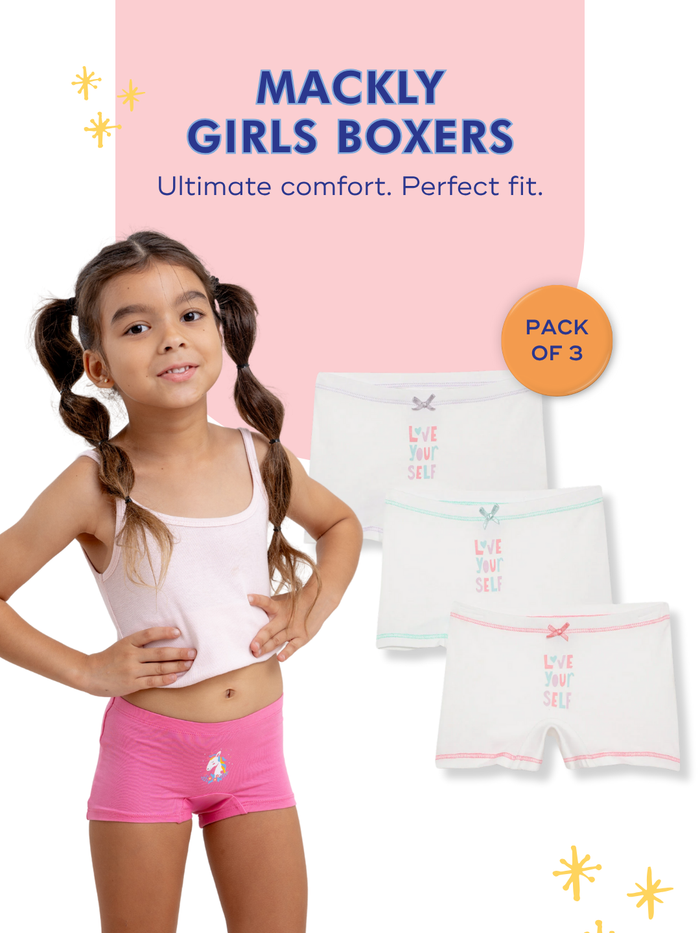 Mackly Girls Boxers - Pack of 3 | LOVE YOUR SELF