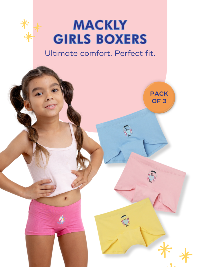 Mackly Girls Boxers - Pack of 3 | SEA AND SUN HEADPHONE