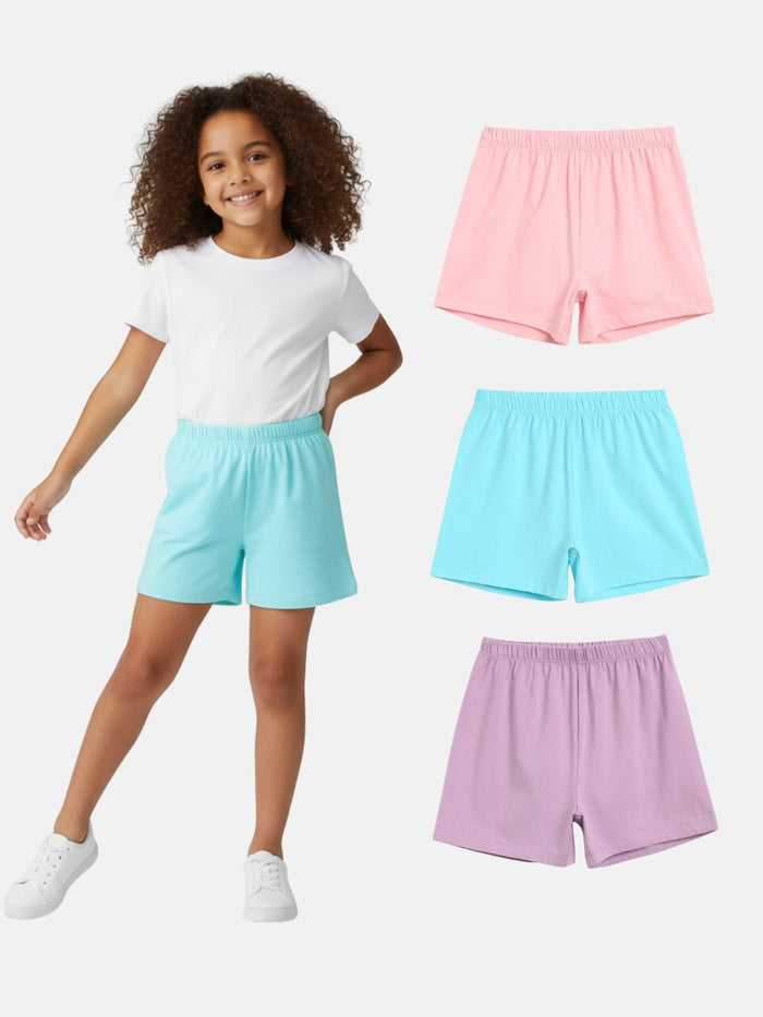 Mackly Girls Cotton Summer Shorts - Pack of 3