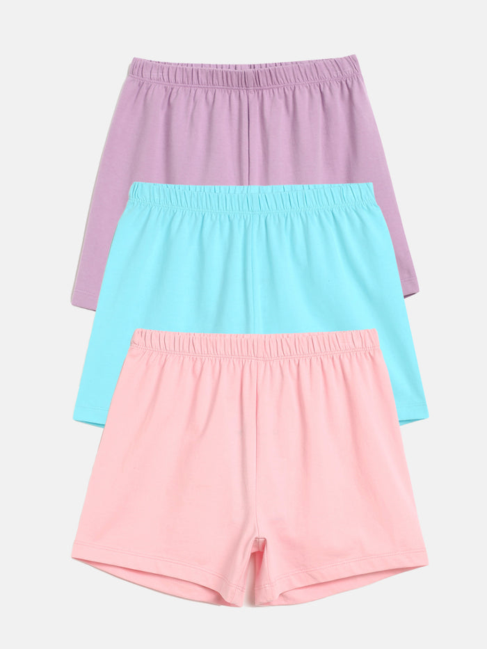 Mackly Girls Cotton Summer Shorts - Pack of 3