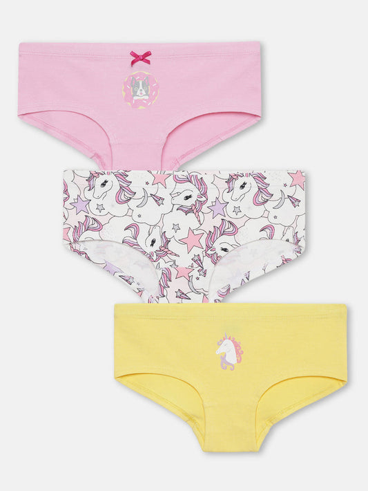 Mackly Girls Printed Cotton Hipster, Pack of 3