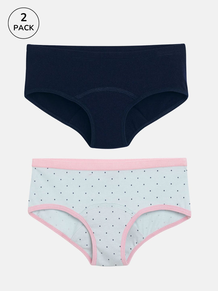 Mackly Leak Proof Panties (Pack of 2) – Navy & Dot Aop