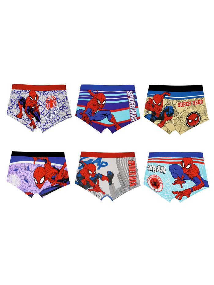 Marvel Spider-Man Boys' Cotton Boxer Briefs - Pack of 6 (Multicolor) | JR-527