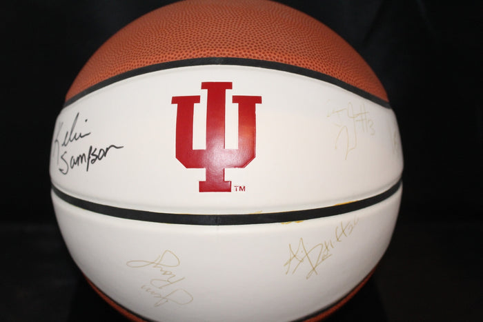 Multi Signed Indiana University Logo Basketball, Sampson, Rayl, Moye, Stemler - Vintage Indy Sports