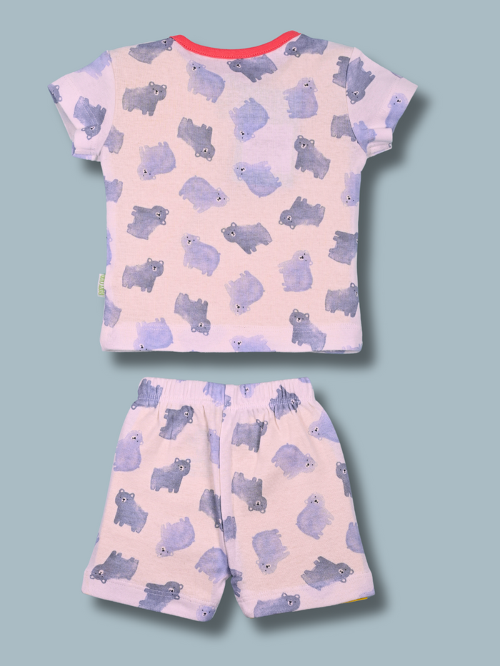 Newborn Baby Boys Cotton Top & Shorts Set - Snap Neck Printed - SNOW CLUB