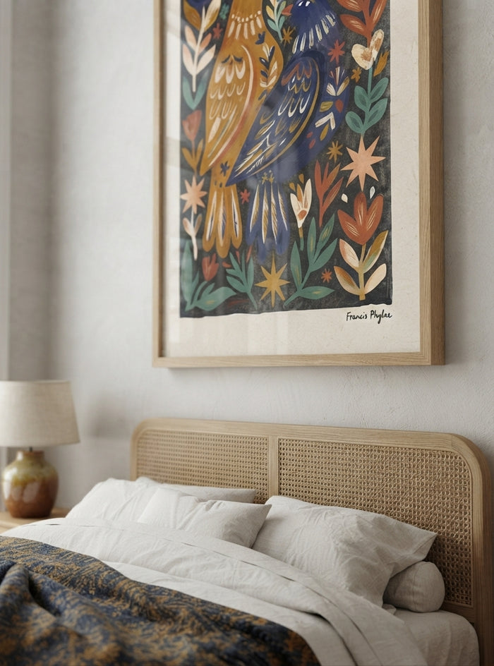 Nordic Reverie | Scandinavian Folk Art Bird Print