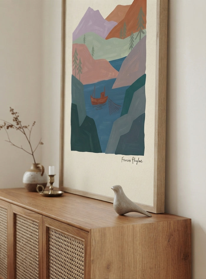 NORDLYS FJELL | Scandinavian Mountain Landscape Art Print