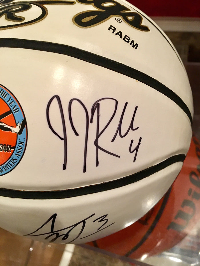 Oscar Robertson Logo Mini Basketball Signed by Big O, J.J. Reddick and Adam Morrison - Vintage Indy Sports