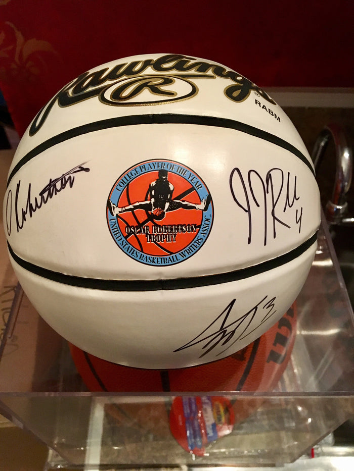 Oscar Robertson Logo Mini Basketball Signed by Big O, J.J. Reddick and Adam Morrison - Vintage Indy Sports