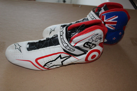 Pair of Scott Dixon Autographed Race Worn Shoes, Ganassi LOA