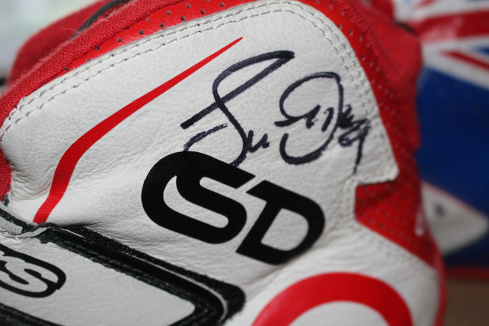 Pair of Scott Dixon Autographed Race Worn Shoes, Ganassi LOA