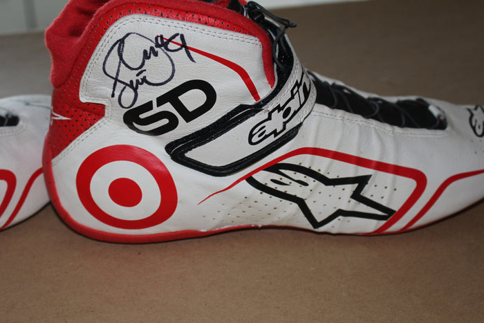 Pair of Scott Dixon Autographed Race Worn Shoes, Ganassi LOA