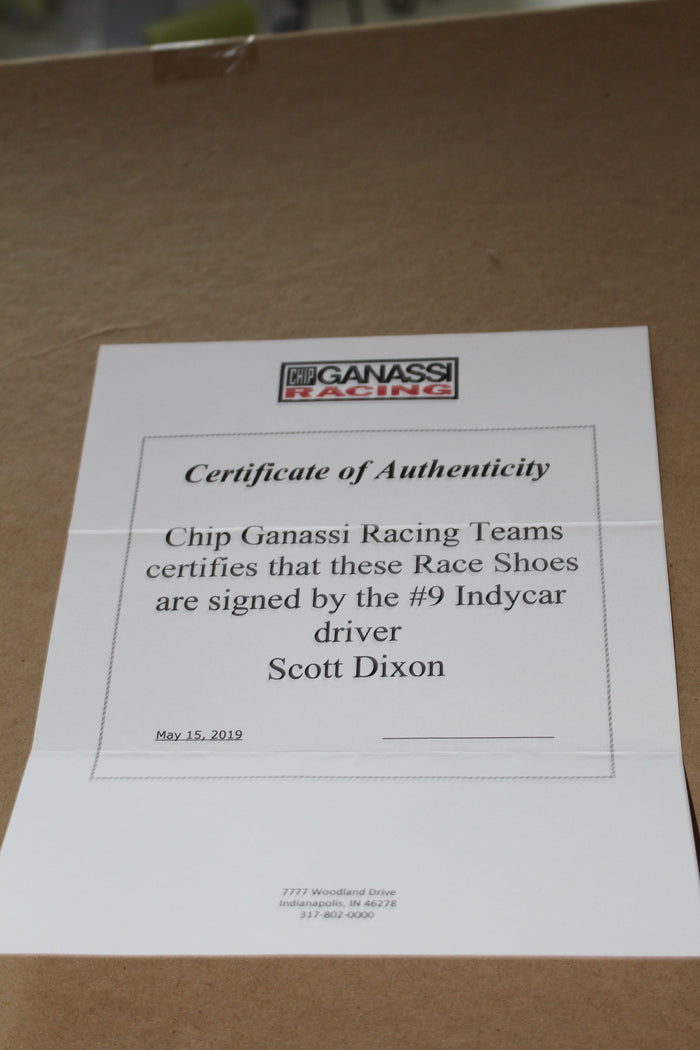 Pair of Scott Dixon Autographed Race Worn Shoes, Ganassi LOA