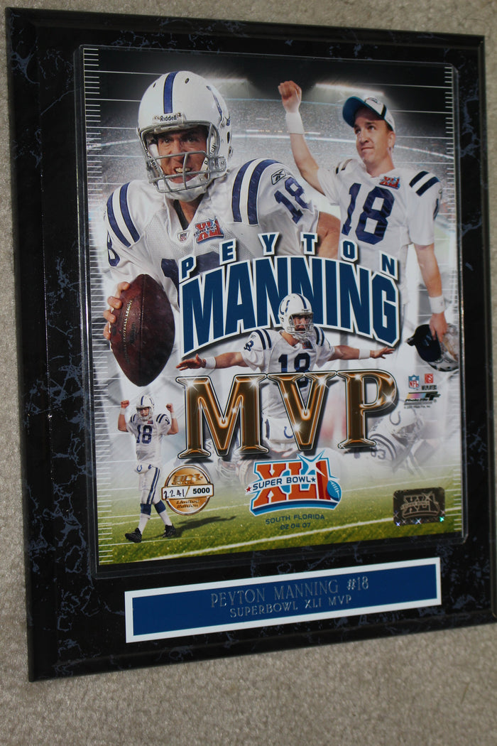 Peyton Manning Super Bowl XLI MVP Photo Plaque, Limited Edition