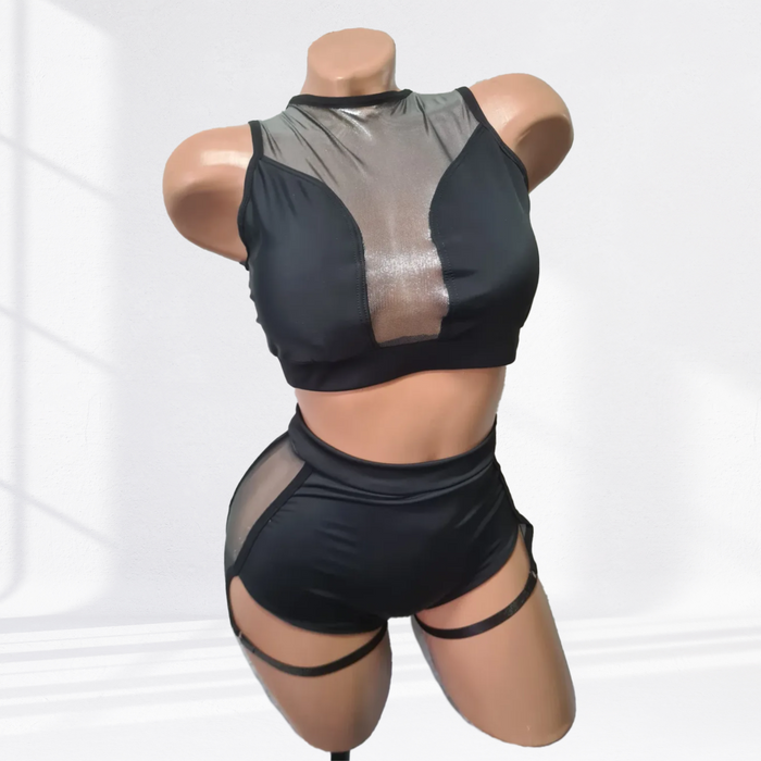 Pole Dance Outfit with Shiny Inserts