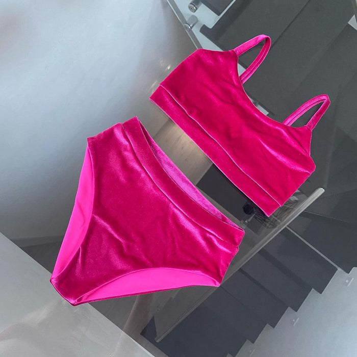 Pole dance wear velvet, Middle waisted panties and bra velvet