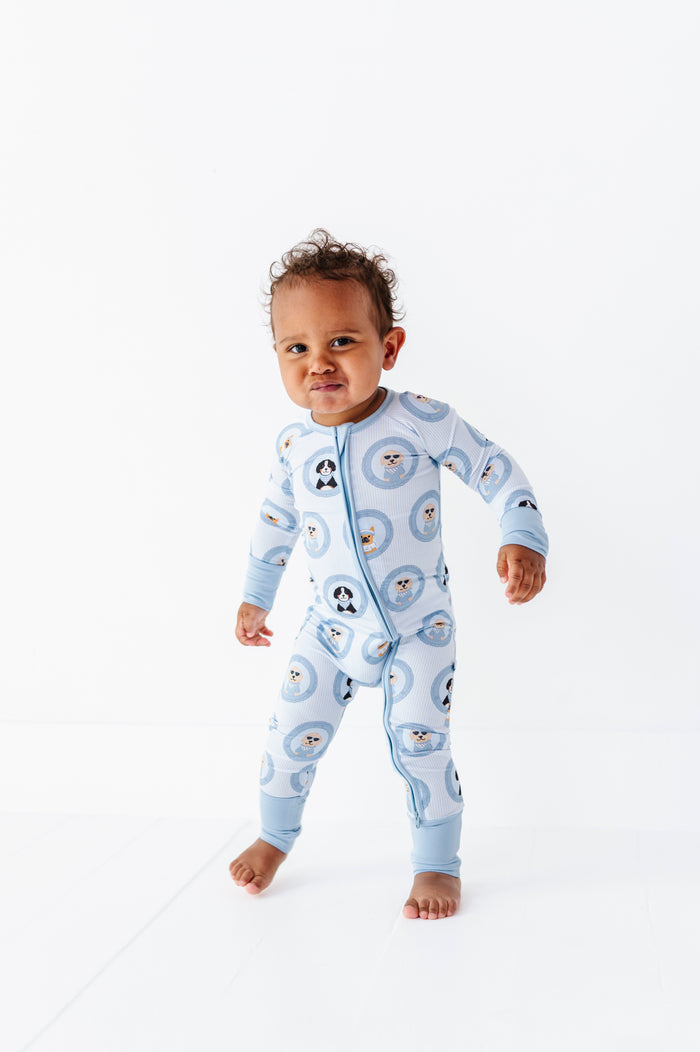 Porthole Pups Convertible Footies - Blue