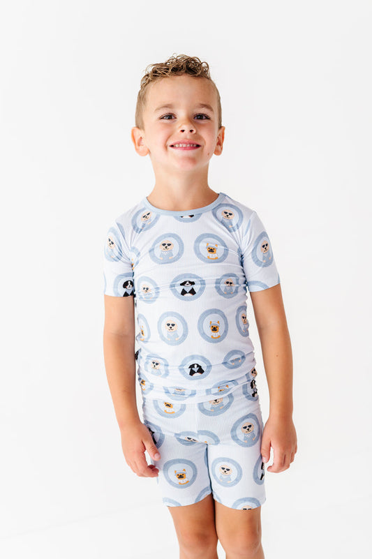 Porthole Pups Shorts Pajamas - Blue