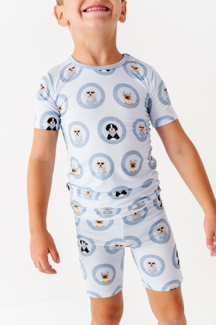 Porthole Pups Shorts Pajamas - Blue